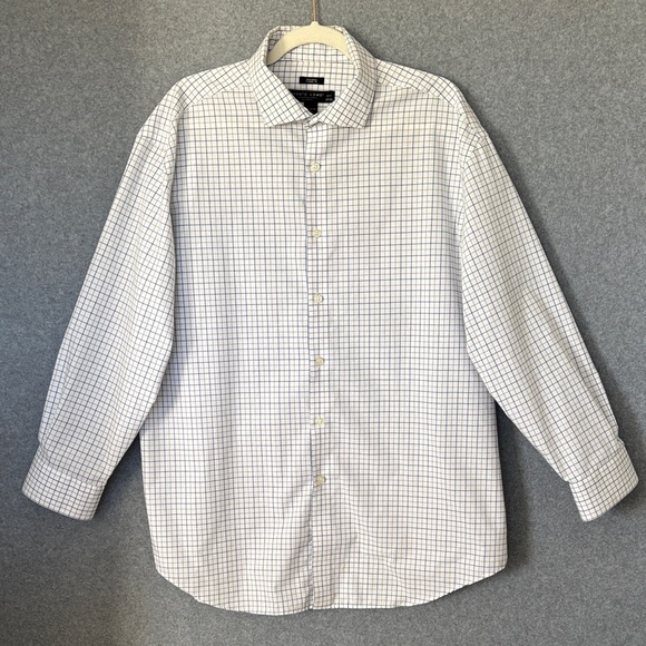 Pronto Uomo Other - Pronto Uomo Checkered Button Down Men’s Dress Shirt 17 1/2 White Blue & Tan